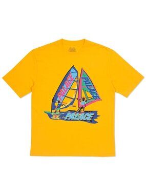 PALACE SKATEBOARD Sunny Yellow Tri-Sail Logo Sleeve Crew Neck T-Shirt, Size M